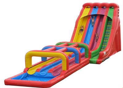 China Adults 4 Lanes Commercial Inflatable Water Slides Pool Slide With Long Slip Way for sale
