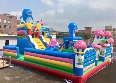 China Blue Sea Octopus Inflatable Bouncy Castle Fun City / Kids Blow Up Bouncer Combo for sale