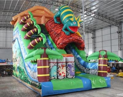 China Forest Themed 5×8 Meter Inflatable Dry Slide , Commercial Inflatable Slide for sale