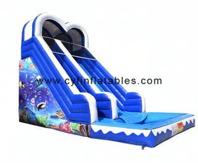 China OEM 8x6m Inflatable Ocean Water Slide With Pool 3 In 1 for sale