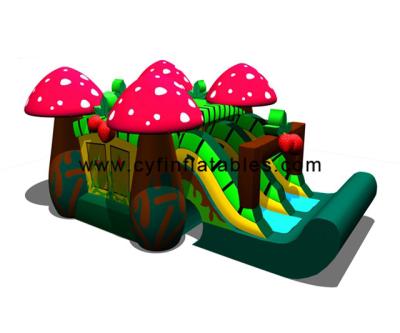China 1000D Tarpaulin Mushroom Mini Inflatable Slide For Backyard Fun for sale