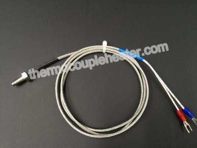 China Type K M6 Screw Threaded Thermocouple Temperature Sensor , SS Braid Lead Wire for sale