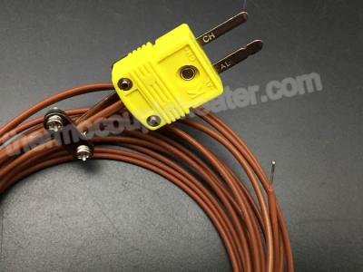 China Type K Thermocouple RTD With Miniature Male 2 Pin Connector  Cable for sale