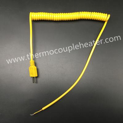China  Insulation J K Type Mini Thermocouple Connector With 1.5m Curly Lead for sale