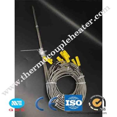 China K J PT100 Type Flexible Thermocouple Probe With 1000mm Wire for sale