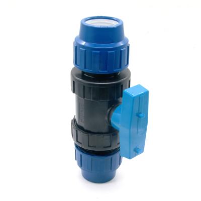 China Plastic Pp Double Union Ball Valves Ball Valve TOMEX V012 General Hydraulic 20-110mm for sale
