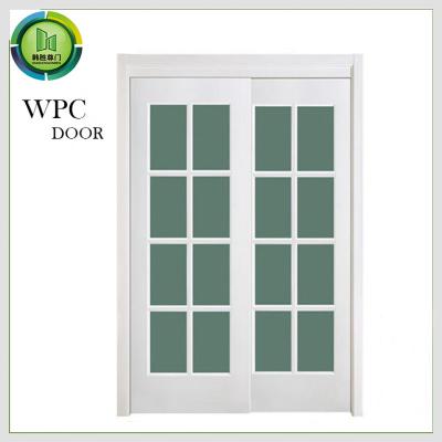 Китай Дверь офиса WPC внутренняя звукоизоляционная стеклянная, двери двойника PVC сползая стеклянные продается