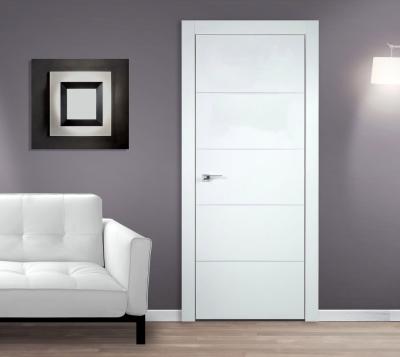 China WPC Painting Internal Door , Solid Foam White Wooden Bedroom Door 45mm Thickness for sale