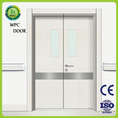 China Fire Rated WPC Double Doors Hospital Use Recyclable With Glass for sale