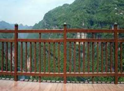China Wood Colour FRP Guardrail Fiberglass Deck Railing Used In Landscape Areas for sale