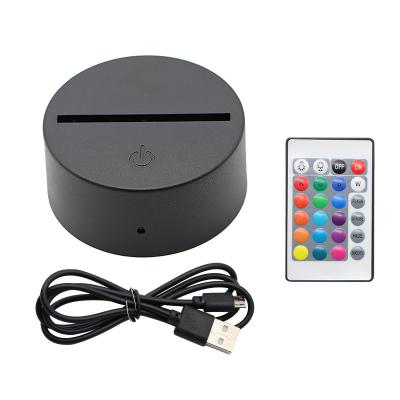 China LED Lamp Bases for 3D Led Night Light ABS Acrylic Black 3D LED Lamp Night Light Touch Base with USB Cable and Remote Control à venda
