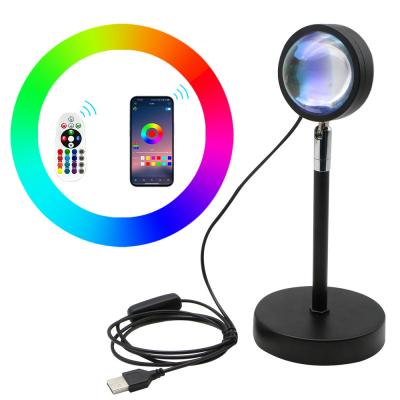 China Home Decoration Sunset Projector Lamp 16 Colors App and IR Control HD Crystal Lens LED Sunset Lamp en venta