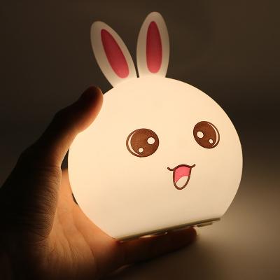 China Cute LED Silicone Rabbit Lamp with battery Touch Sensor Bedside Night Light for Kids for sale