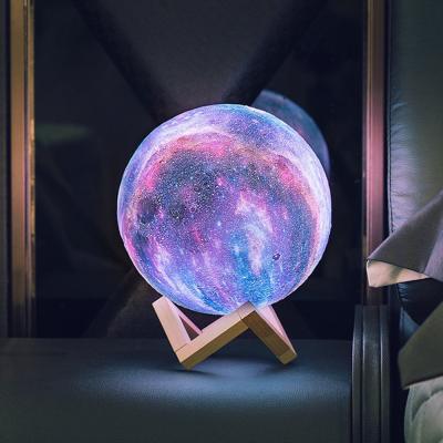 China 3D Moon Lamp LED Remote Control Night Light Rechargeable 16 Colors Moon Touch Light  for Bedroom Decoration à venda