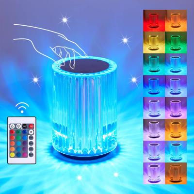China Atmosphere Creative Line Small Night Lamp USB charging desk Crystal Lights 3 Color Touch Control Crystal table Lamp for bedroom à venda