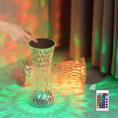China Small waist Crystal Night Lamp Touch RGB Colorful Atmosphere Light Night Light USB charge led table for kid room living room à venda