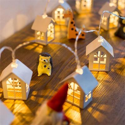 China Mini house led decorate string lamp Warm White Christmas Holiday Lighting Outdoor Wood House Party Light for sale