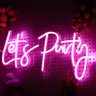 China New Arrival Wall-mounted Custom Letter Let's Party LED Neon Light for Indoor Party for sale
