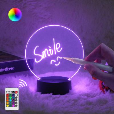 Китай 16 colors night light base Erasable Writing Board Creative night light DIY RGB LED Message Acrylic Writing Board Light продается