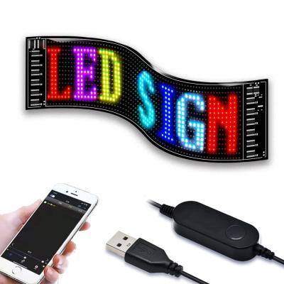 China Flexible USB LED Car Sign App Control Custom Text Pattern Animation Programmable LED Display for Store Car Bar Hotel en venta