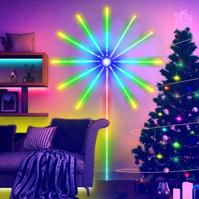 China 5V Music Sound Sync Party Decoration Fireworks Shape LED RGBIC Strip Lights with Remote Te koop