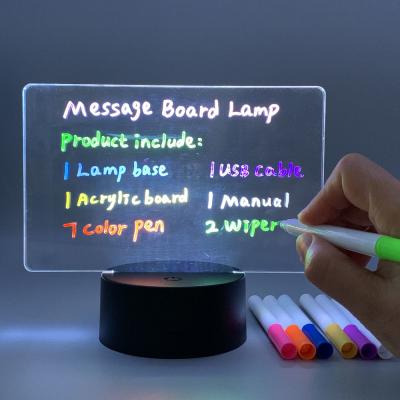 Cina Message Board Lamp With 7 Colors Erasable Markers Rewritable Light Board For Desk Kids Bedroom Sleep Led Night Light Room Decor in vendita