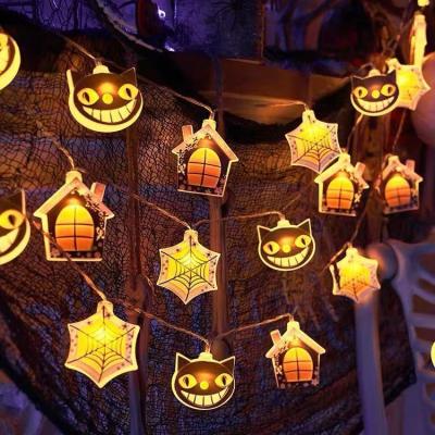 China USB Rechargeable & Battery Operated 8 Modes LED Ghost Lights Orange Waterproof Halloween String Lights garden light stake Te koop