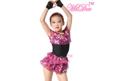 Chine Le robinet magenta de jazz costume le plein collant de danseur de Spandex de noir de paillette pour de petites filles à vendre