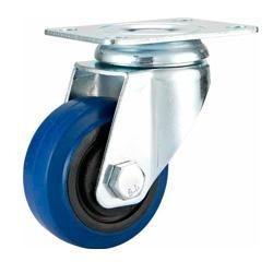 China 04-Medium duty caster Swivel caster blue elastic rubber for sale