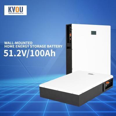 China Wall Mounted Long Life Lithium Battery 100ah 5.12kWh 51.2V Solar Home Battery for sale