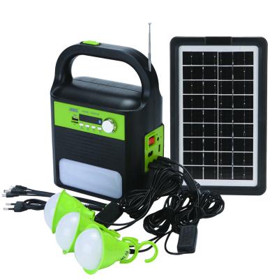 China Solar System Lighting  With Three Bulbs And USB Function  Solar Radio Music for sale