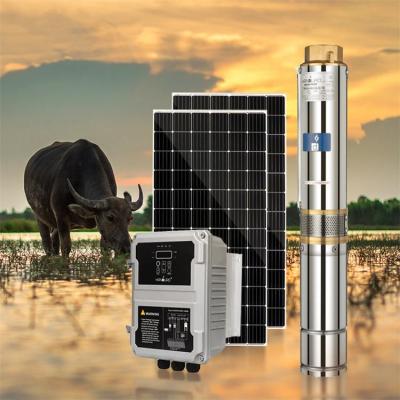 China 380V 4KW 17m3/H 150M 4inch Borehole Solar Submersible Water Pump With Panels for sale