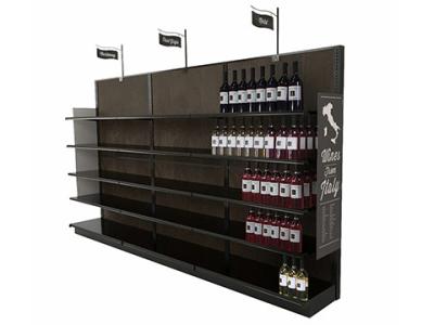 China 12ft W 84H Retail Gondola Units 15 Shelves Grocery Store Display Racks For Food Wine for sale