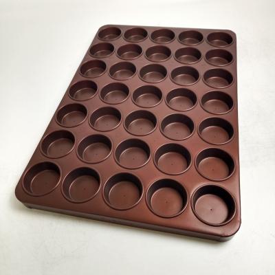 China 35 Cavity Aluminum Steel Round Cupcake Tray 0.8mm Thickness for sale