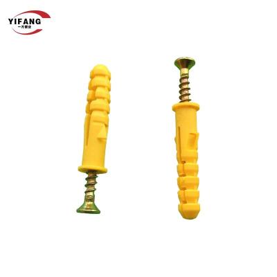 China High Durability Yellow 30mm Expanding Plastic Screw Anchors For Drywall for sale