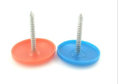 China Round Capped Roofing 24.5mm Plastic Cap Nails Electrogalvanized for sale