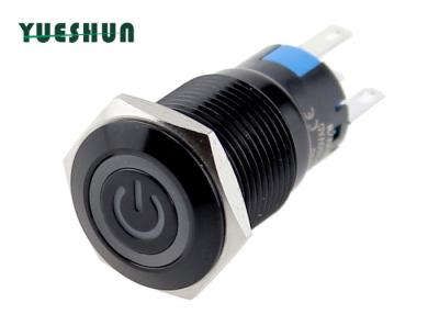 China 16mm Black Aluminum Push Button Switch Angle Eyes Power Ring Symbol LED for sale
