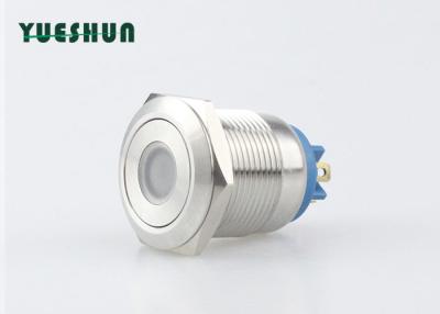 China Self Reset LED Panel Mount Push Button Switch 19mm Pin Terminal Silver Alloy 1NO for sale