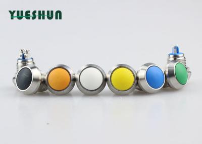 China Stainless Steel Momentary Action Push Button 12mm Yellow Orange Body Color for sale