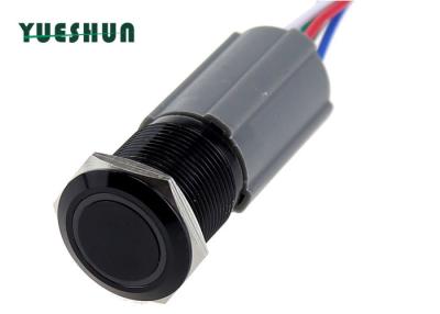 China 19mm Ring Led Illuminated Push Button Switch With Pigtail 5 Pin Black black Alluminum Anti-vandal for sale
