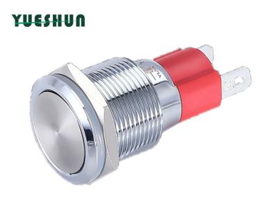 China Large Current Self Lock Flat Round Head 1no 2 Pin Push Button Switch for sale