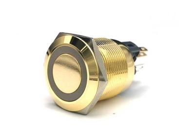 China Interruptor de botón 22m m anti de cobre amarillo niquelado del vándalo con el símbolo Ring Led del poder en venta