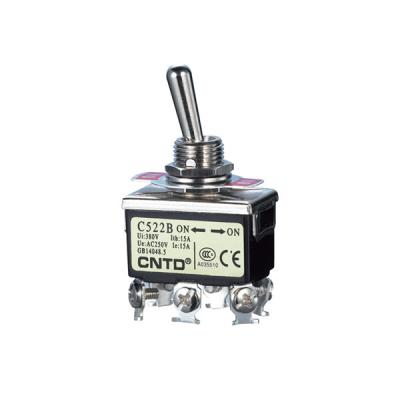 China 6 Pin DPDT 250V 15A ON-OFF-ON Black,Central OFF,Heavy Duty Toggle Switch.C523B,Rohs for sale