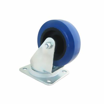 China Swivel Castor with 80mm Rubber blue wheel.Rohs for sale