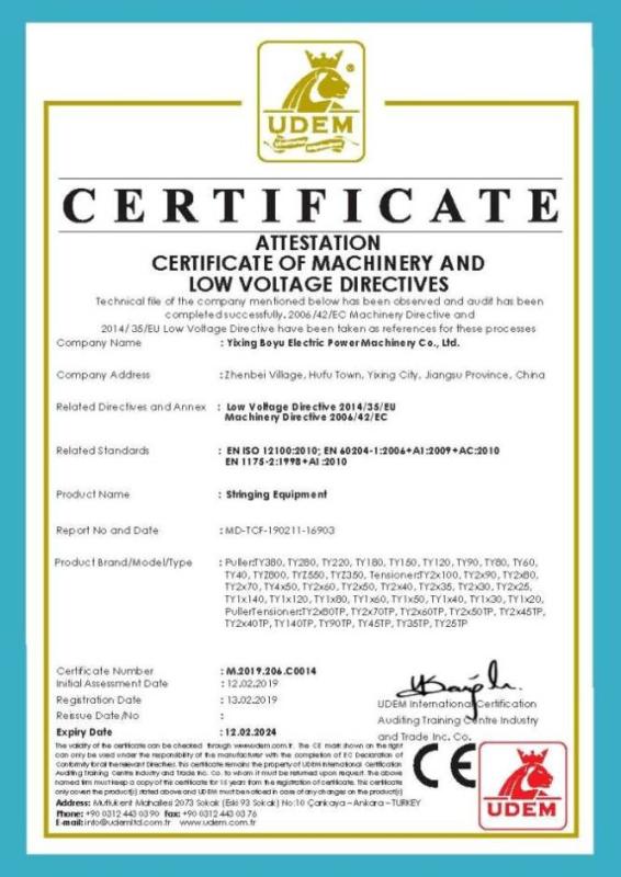CE certificate - Yixing Boyu Electric Power Machinery Co.,LTD