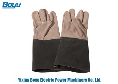 China Cowhide Transmission Line Stringing Tools Spark Resistant Welding Gloves 36cm for sale