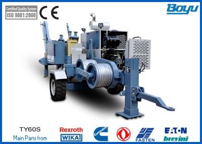 China 6 Tons Transmission Line Stringing Equipment 7 Groove Hydraulic Puller Cummins Engine Rexroth Pump for sale