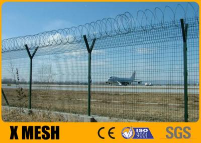 China Y Arm Razor Barbed Wire Top Airport Perimeter Fence Akzone Powder Coated  3.6m for sale
