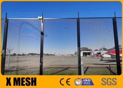 China 2.0m Height Post Size 80mm Anti Climb Mesh Fence Black Color Powder Coated For Airport for sale