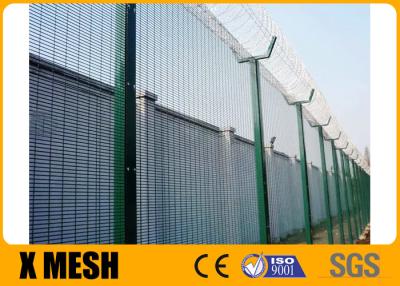 China 2.0m Height Post Size 80mm Anti Climb Mesh Fence Black Color Powder Coated For Airport for sale